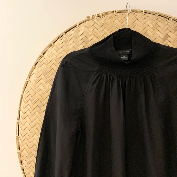 GORGEOUS BLACK CLUB MONACO BLOUSE W/ RUCHING DETAIL - SMALL - Picture 4 of 11